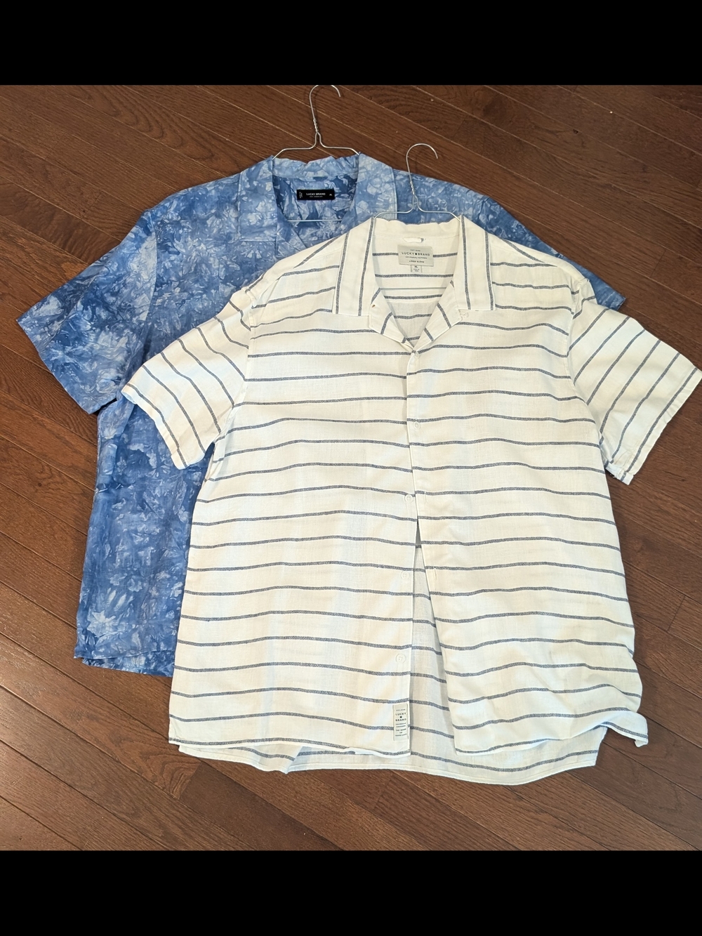 Lucky Brand: 2x Short-Sleeve Shirt Value Bundle - Blue Floral & White Striped